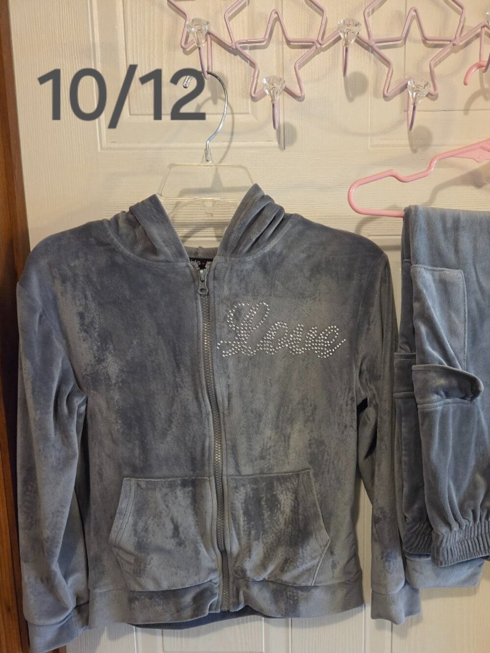 Gray Velour Jogging Set - Picture 2 of 3